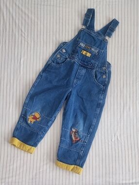RARE Vintage 100 acre classic POOH overalls embroidered denim HTF Size 4T Tigger